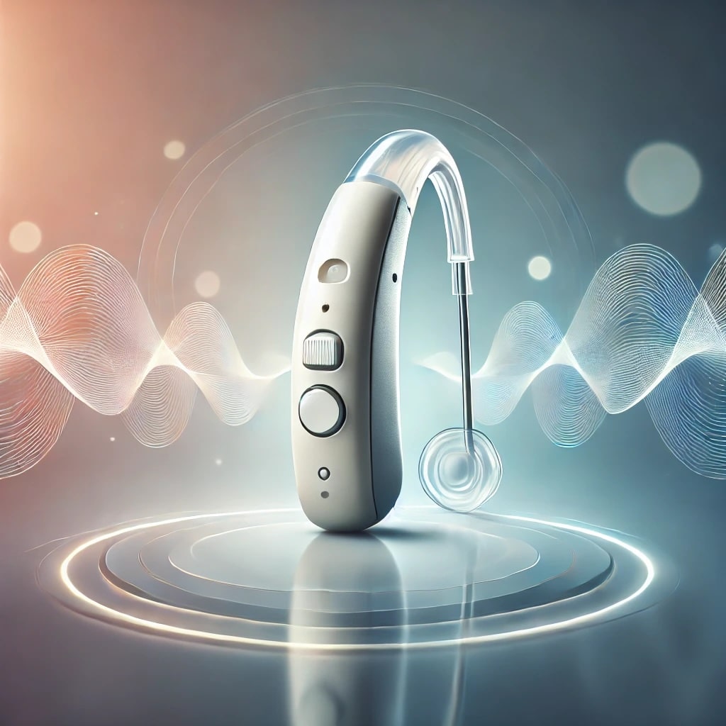 Modern Hearing Aid with Abstract Sound Waves